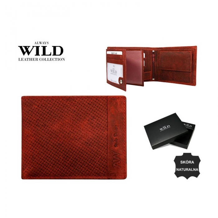 Portofel barbati din piele naturala Wild PORM597 Rosu [3]