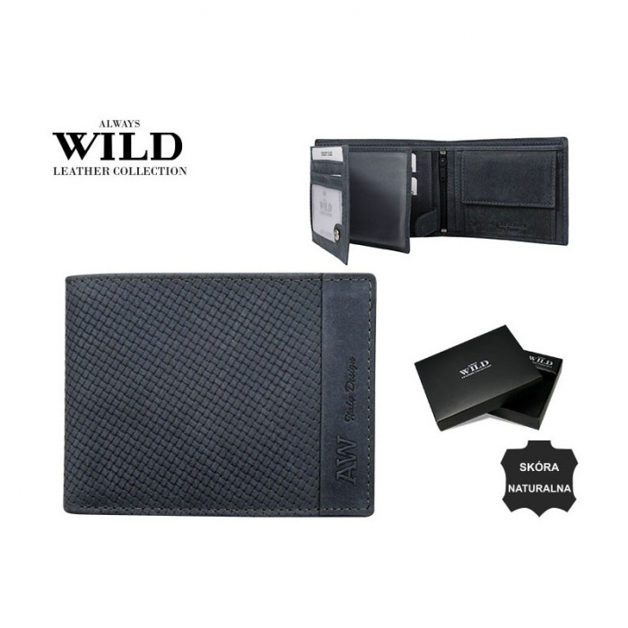 Portofel barbati din piele naturala Wild PORMG045 Albastru [3]