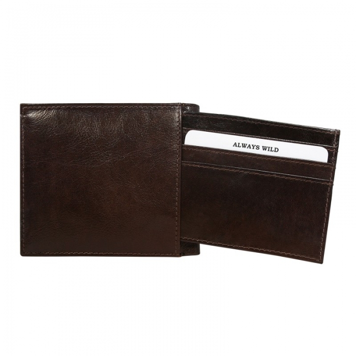 Portofel minimalist piele intoarsa naturala cu portcard detasabil Wild PORM202 Maron [3]