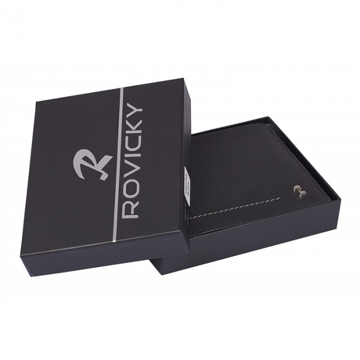 Portofel barbati piele naturala de lux Rovicky PORM43 Negru, cu RFID [6]