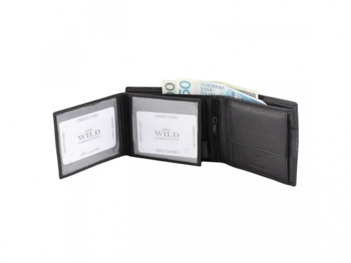 Portofel barbati piele naturala Wild PORM45 Negru cu Albastru [4]
