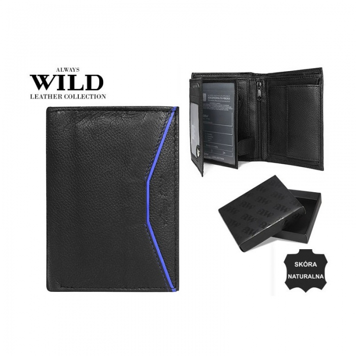 Portofel barbati piele naturala Wild PORM48 Negru cu Albastru [3]