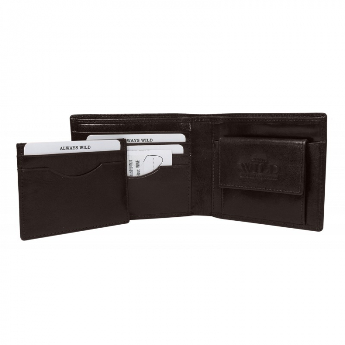 Portofel minimalist piele naturala PORMG046 Maron, cu portcard detasabil [2]