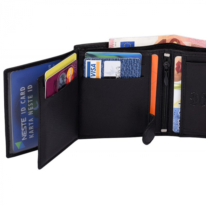 Portofel barbati, PORMG054, piele naturala, Negru, cu RFID [4]