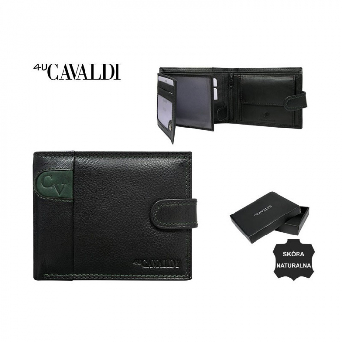 Portofel barbati, PORMG024, piele naturala, Negru cu Verde [3]