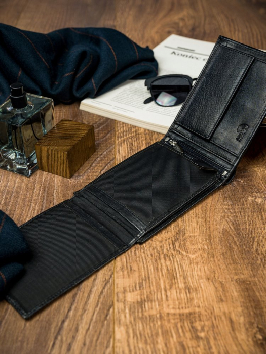 Portofel barbati, PORMG035, piele naturala, Negru, cu RFID [14]