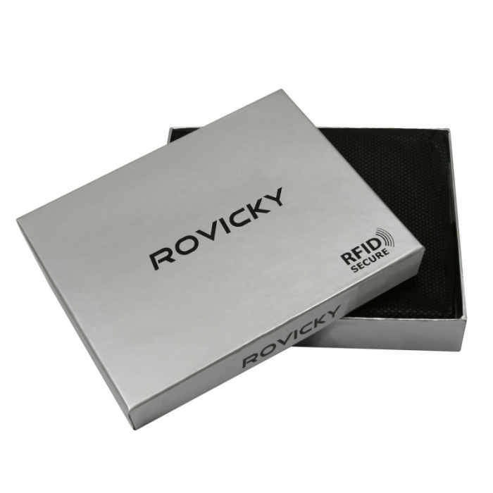 Portofel barbati premium din piele naturala Rovicky PORMG053, cu RFID, Negru [3]