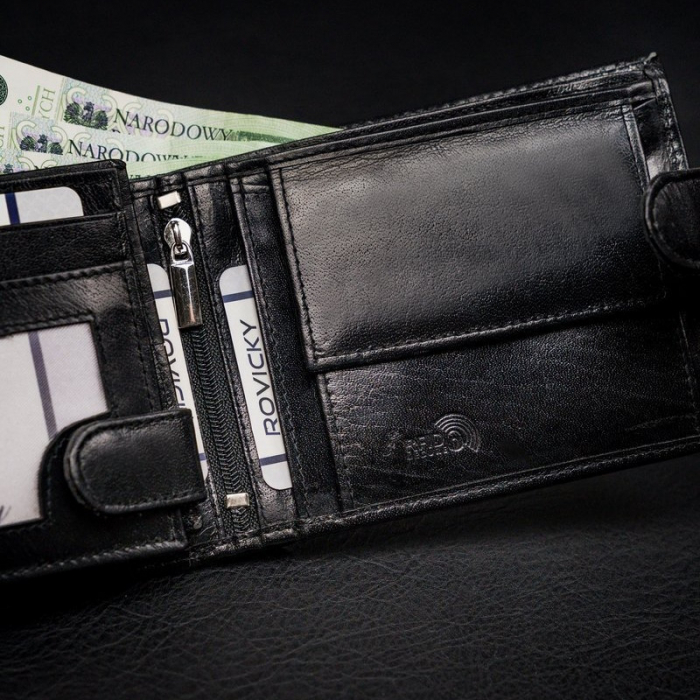 Portofel barbati premium din piele naturala Rovicky PORMG203, cu RFID, Negru [7]