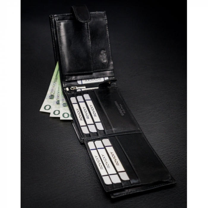 Portofel barbati premium din piele naturala Rovicky PORMG203, cu RFID, Negru [2]