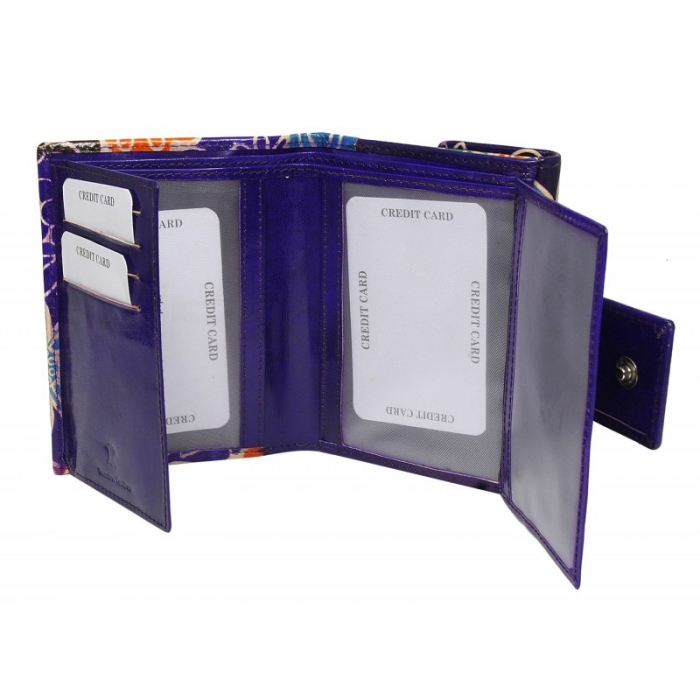 Portofel dama din piele naturala cu model floral  PORT634 [2]