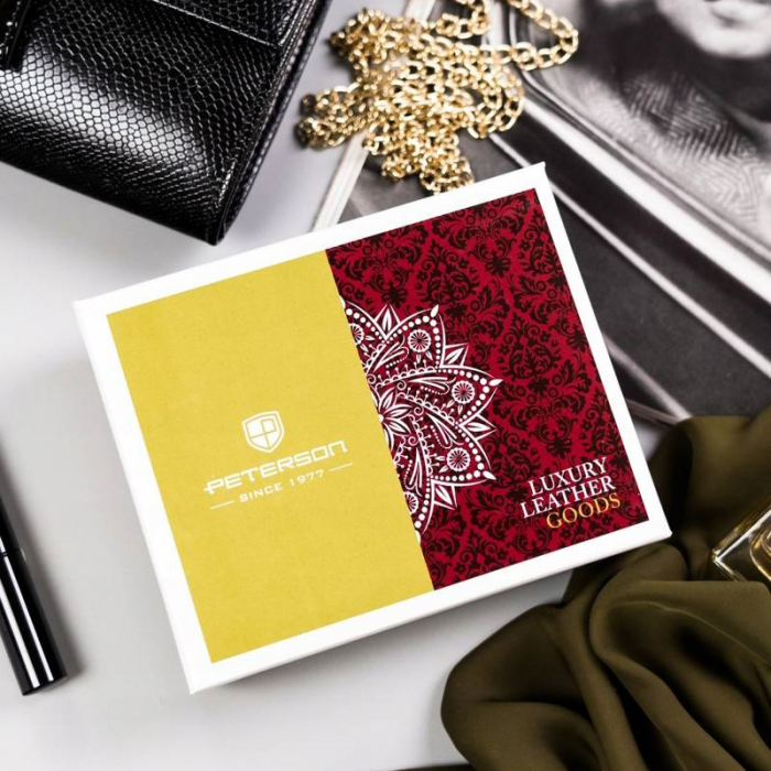 Portofel dama din piele naturala Peterson PORTG512, Rosu, RFID [7]