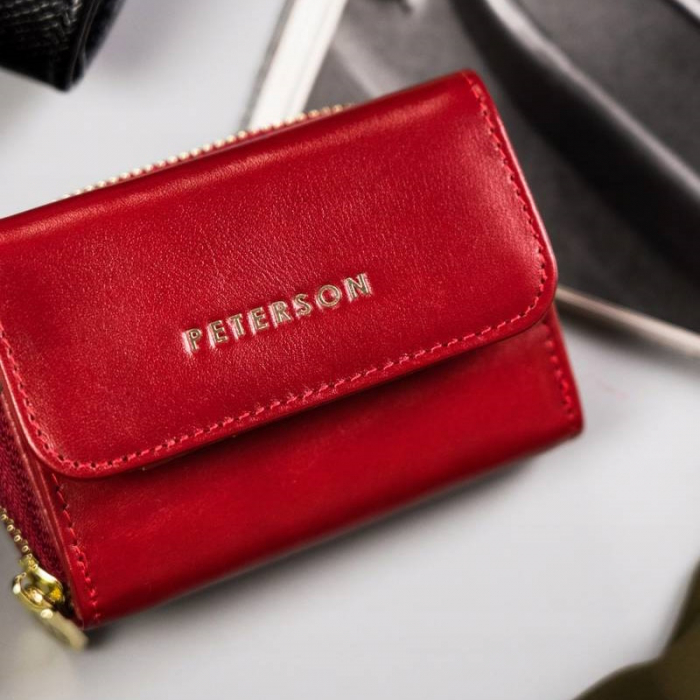 Portofel dama din piele naturala Peterson PORTG512, Rosu, RFID [6]