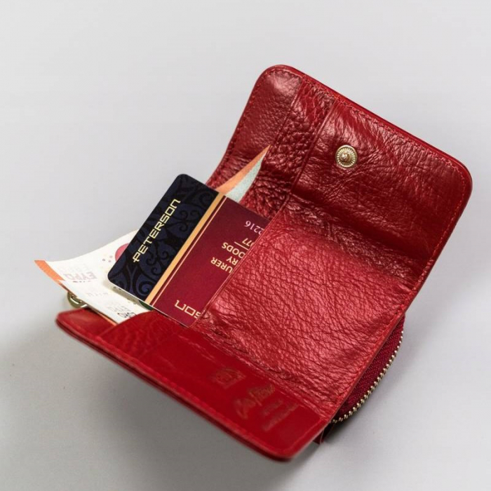 Portofel dama din piele naturala Peterson PORTG512, Rosu, RFID [2]