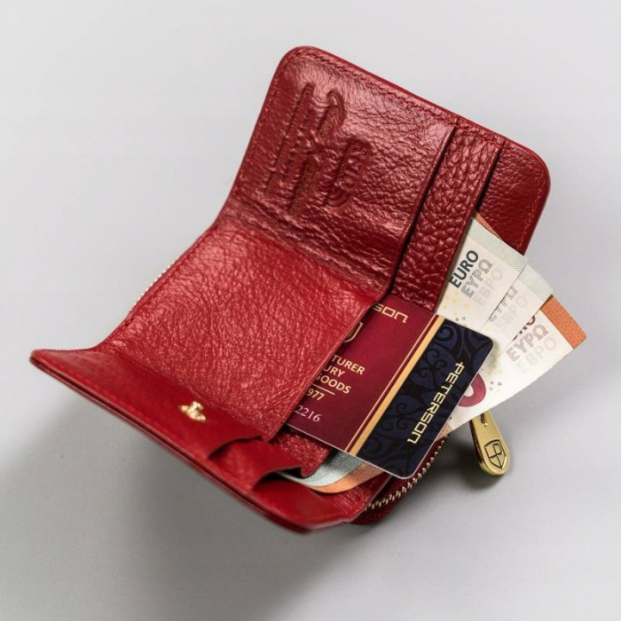 Portofel dama din piele naturala Peterson PORTG512, Rosu, RFID [4]