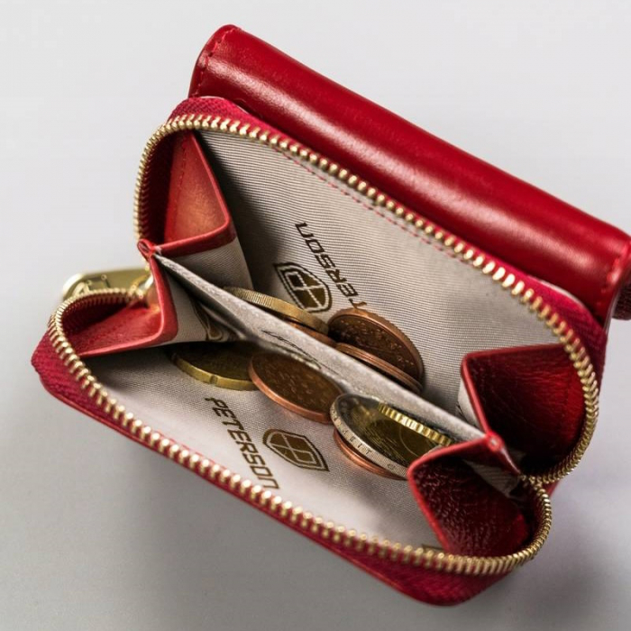 Portofel dama din piele naturala Peterson PORTG512, Rosu, RFID [3]