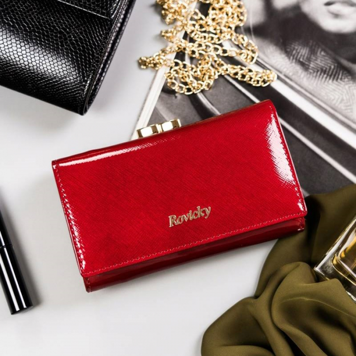 Portofel dama din piele naturala PORTG510, Rosu, Rovicky, RFID [8]