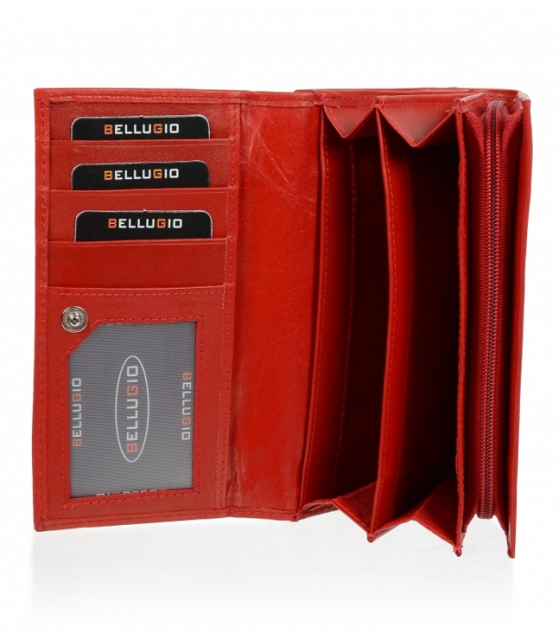 Portofel dama piele naturala Bellugio PORT211 Rosu [3]