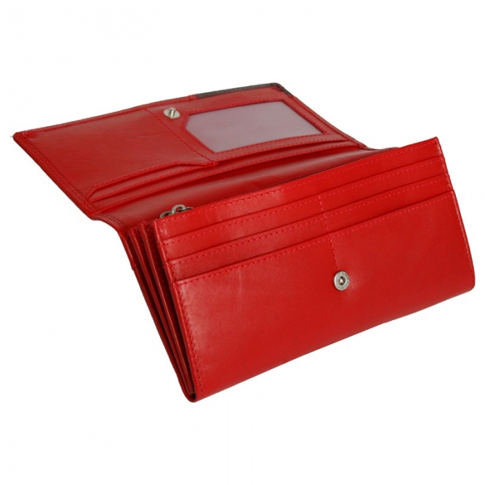 Portofel dama piele naturala Bellugio PORT500 Rosu si Negru [2]