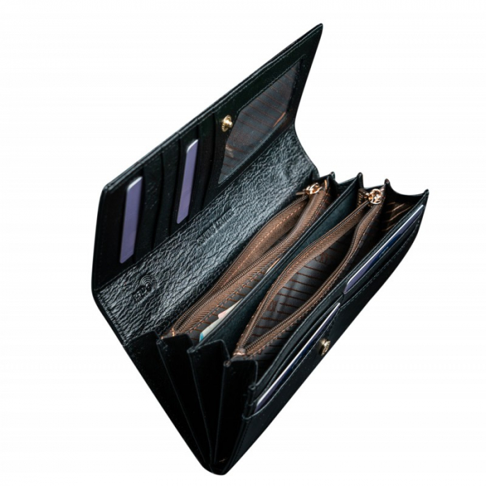 Portofel de lux pentru dama din piele naturala lacuita PORTG004, Negru [2]