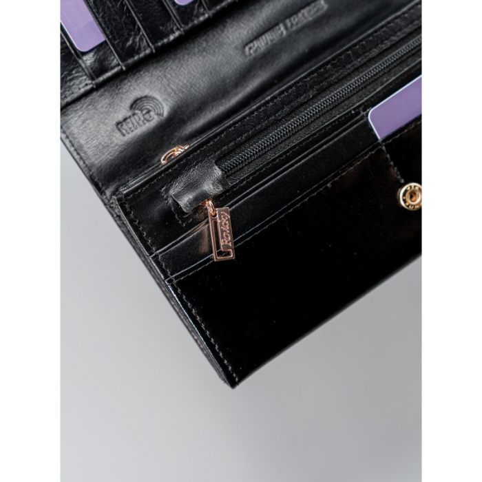 Portofel de lux pentru dama din piele naturala PORTG022, Negru [6]