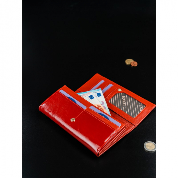 Portofel de lux pentru dama din piele naturala PORTG020, Rosu [7]