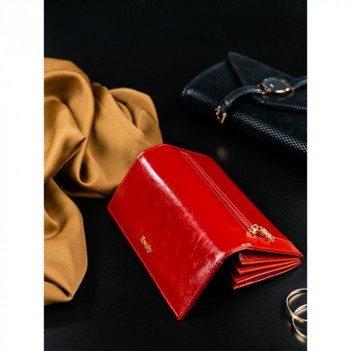 Portofel de lux pentru dama din piele naturala PORTG020, Rosu [8]