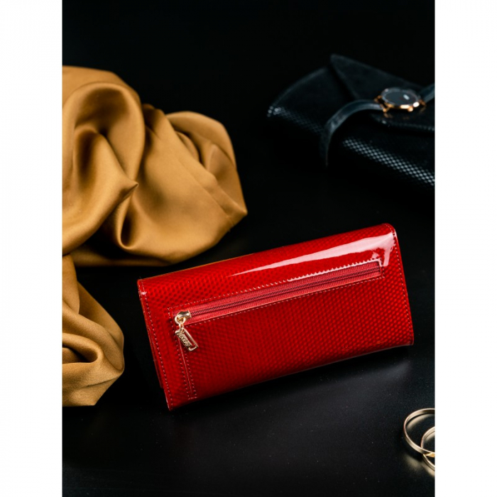 Portofel de lux pentru dama din piele naturala PORTG012, Rosu [4]