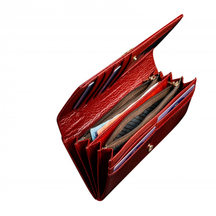 Portofel de lux pentru dama din piele naturala PORTG012, Rosu [2]