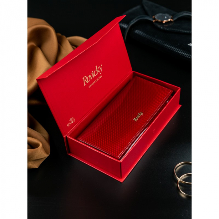 Portofel de lux pentru dama din piele naturala PORTG012, Rosu [11]