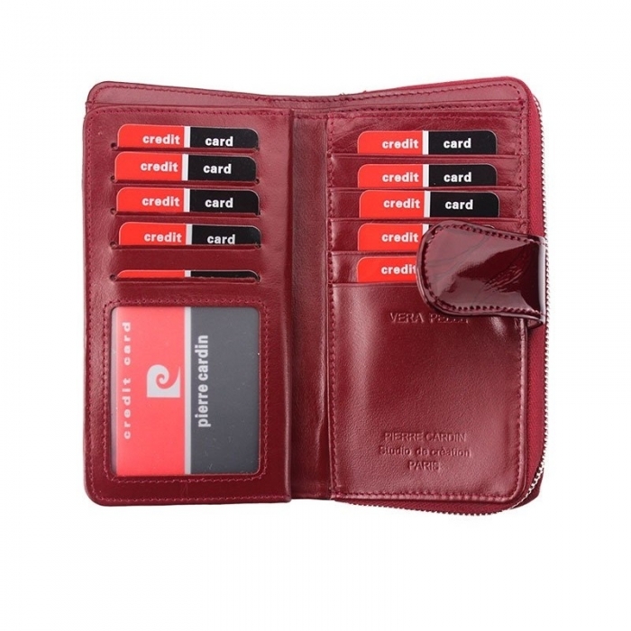 Portofel de lux pentru dama din piele naturala, cu frunze - PORTG002 [5]