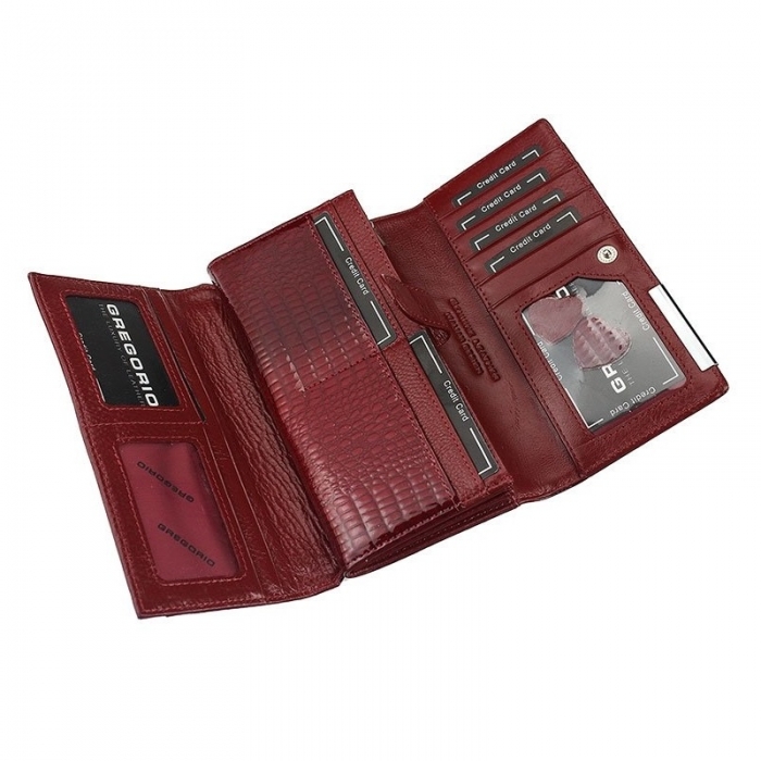 Portofel de lux pt. dama din piele naturala Gregorio PORT522 Rosu [5]