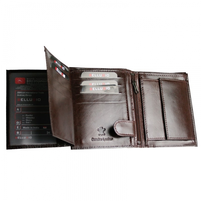 Portofel din piele naturala pentru barbati Bellugio PORM556 Maron [3]