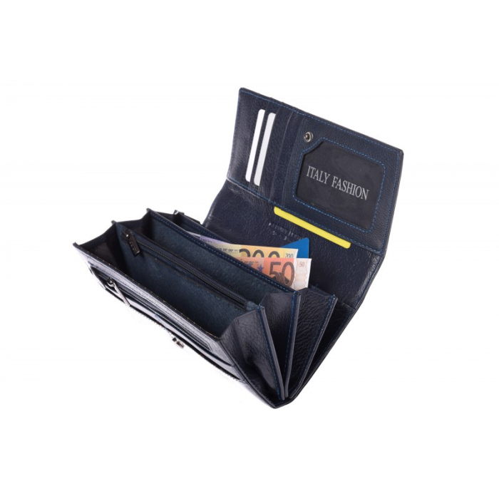 Portofel lux dama din piele naturala lacuita, maron, cu flori de cires Lorenti PORTG024 [2]