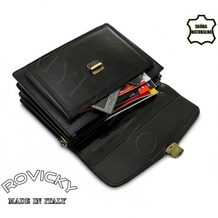 Servieta din piele naturala incapatoare marca Rovicky, Made in Italy - GEA403 [6]