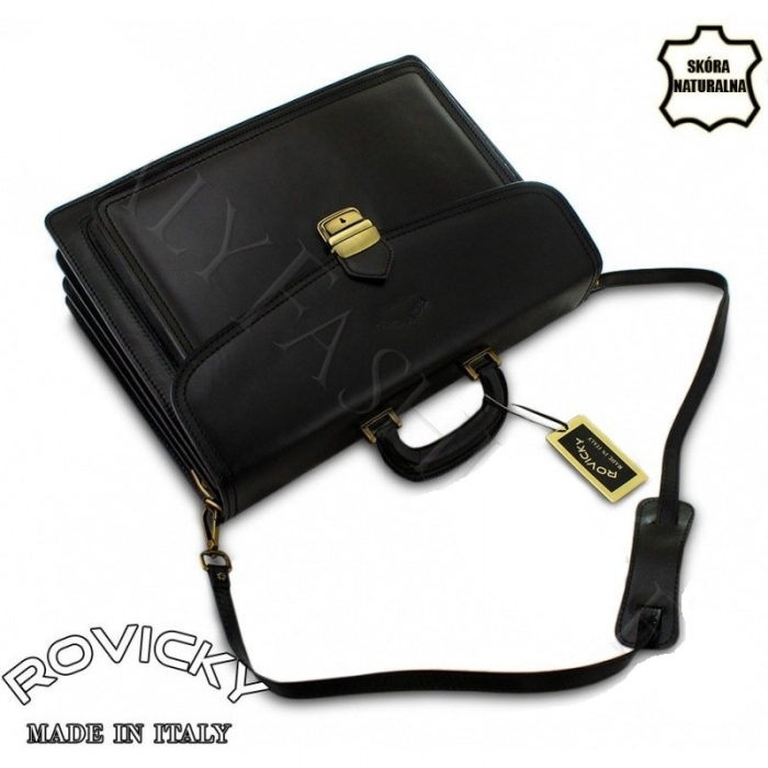 Servieta din piele naturala incapatoare marca Rovicky, Made in Italy - GEA403 [5]