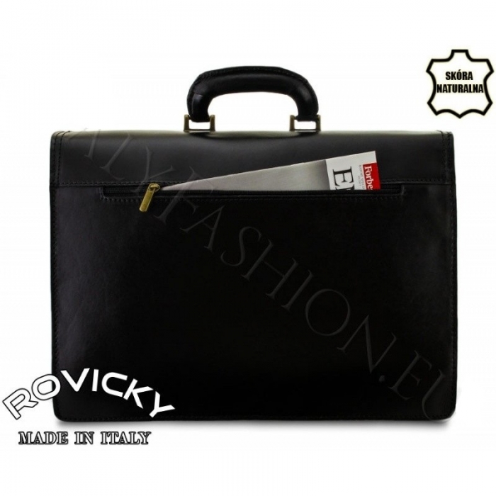 Servieta din piele naturala incapatoare marca Rovicky, Made in Italy - GEA403 [4]