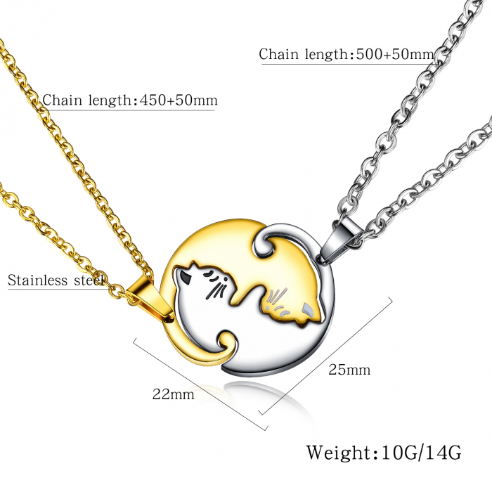 Set 2 coliere cu pisicute Ying si Yang [5]