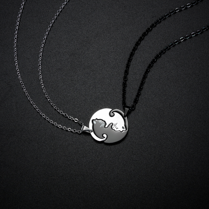 Set 2 coliere cu pisicute Ying si Yang [5]