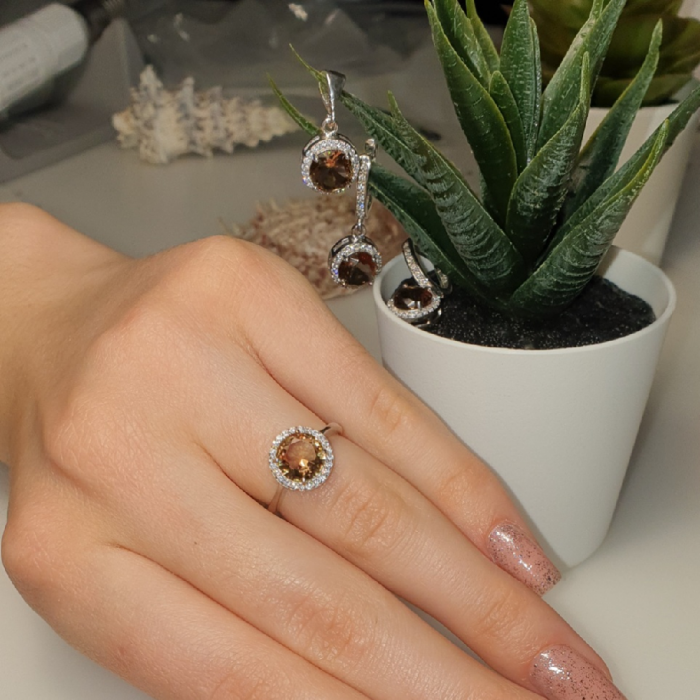 Set argint pandant, inel si cercei cu zultanit si zirconii albe - STU0040 [3]