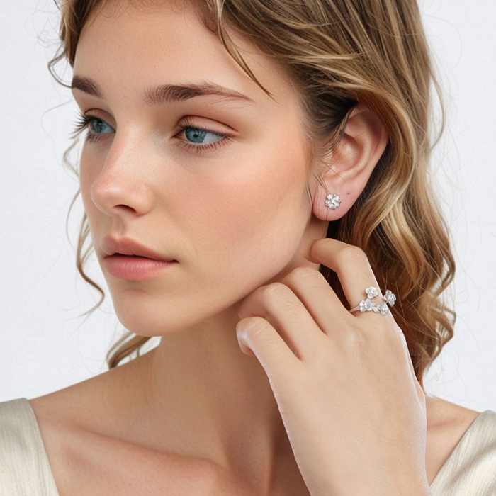 Set argint cu flori [2]