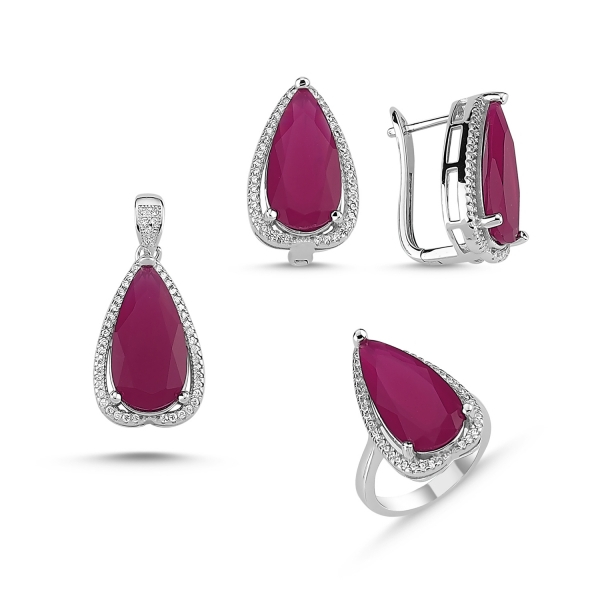 Set argint elegant cu zirconii picatura [1]