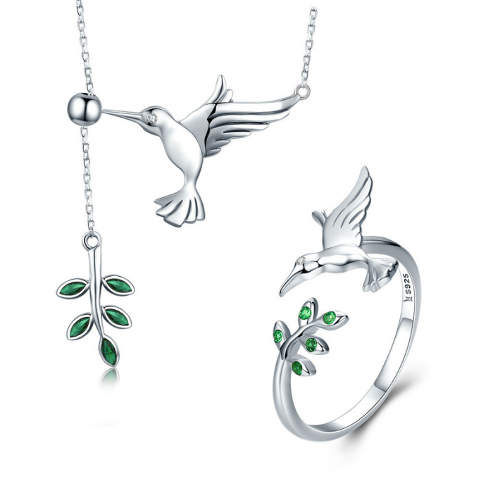 Set argint pasare colibri [13]