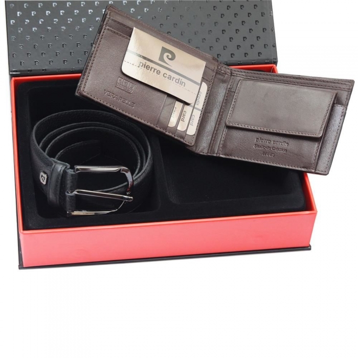 Set cadou barbati din piele naturala (portofel + curea) Pierre Cardin PORM801 [3]