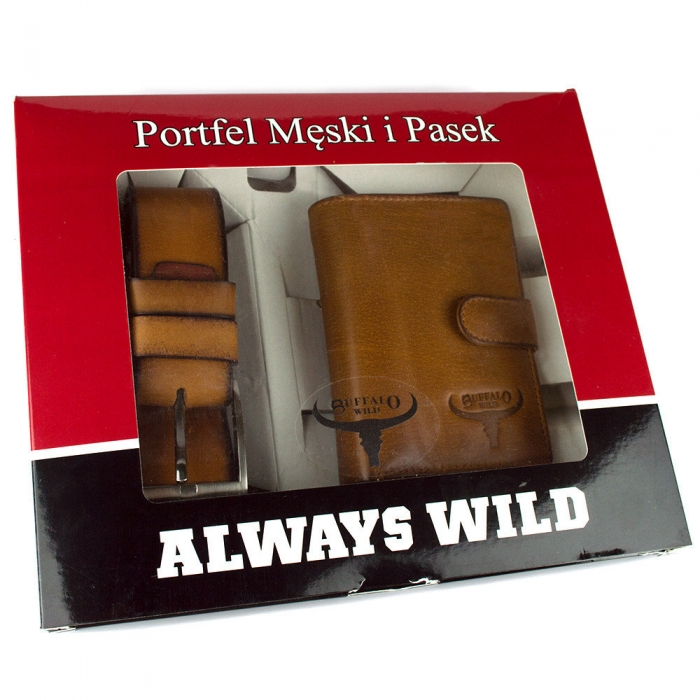Set cadou barbati (portofel + curea) din piele naturala Wild BuffalO PORM636 [12]