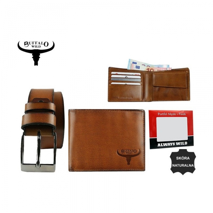 Set cadou barbati (portofel + curea) din piele naturala Wild PORM637 [11]