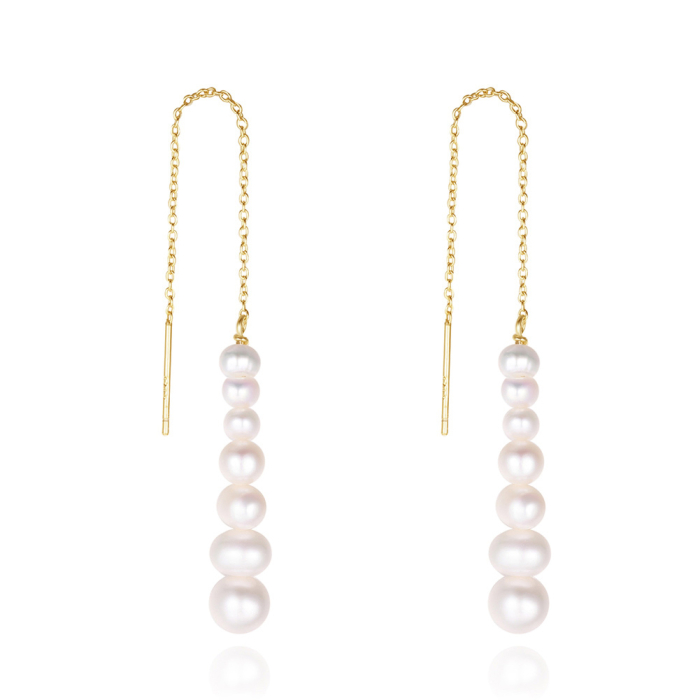 Set colier, cercei si inel argint 925 placat cu aur 14K cu perle naturale [4]