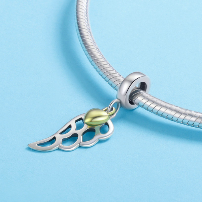 Talisman argint aripa de inger cu inimioara placat cu aur [4]