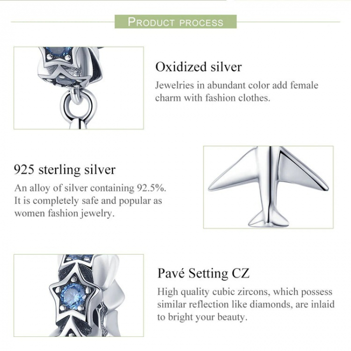 Talisman argint avion cu zirconii [7]