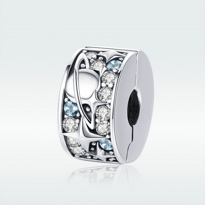 Talisman argint Clips cu planeta, luna si stele [6]