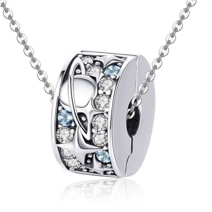 Talisman argint Clips cu planeta, luna si stele [5]